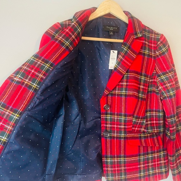 Talbots Red Plaid Blazer NWT - Picture 2 of 8